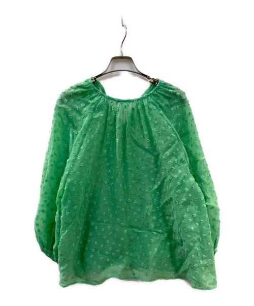 BALLSEY（ボールジィ）BALLSEY (ボールジィ) ドットフラワージャカード ボリュームギャザープルオーバー グリーン サイズ:36の古着・服飾アイテム