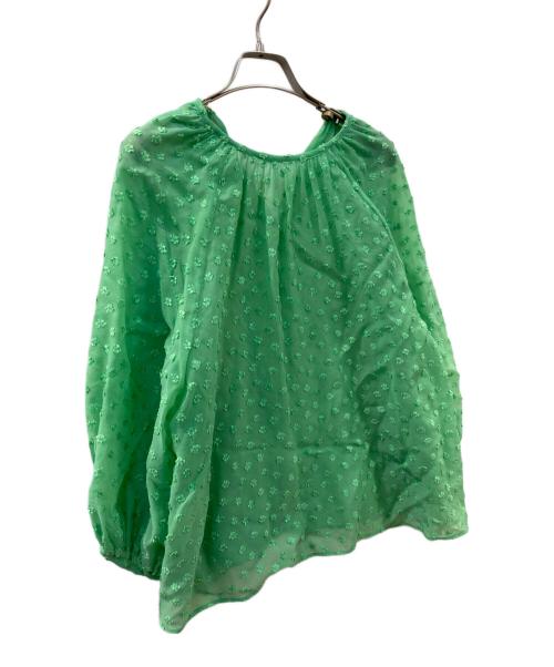 BALLSEY（ボールジィ）BALLSEY (ボールジィ) ドットフラワージャカード ボリュームギャザープルオーバー グリーン サイズ:36の古着・服飾アイテム