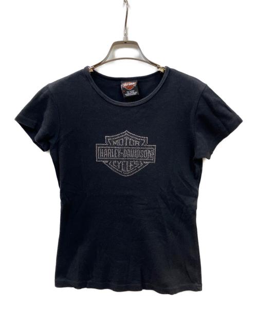HARLEY-DAVIDSON（ハーレーダビッドソン）HARLEY-DAVIDSON (ハーレーダビッドソン) ラインストーンロゴカットソー ブラック サイズ:Sの古着・服飾アイテム