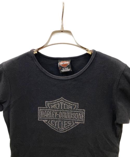 HARLEY-DAVIDSON（ハーレーダビッドソン）HARLEY-DAVIDSON (ハーレーダビッドソン) ラインストーンロゴカットソー ブラック サイズ:Sの古着・服飾アイテム