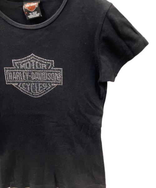 HARLEY-DAVIDSON（ハーレーダビッドソン）HARLEY-DAVIDSON (ハーレーダビッドソン) ラインストーンロゴカットソー ブラック サイズ:Sの古着・服飾アイテム