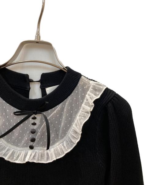 Pium（ピウム）Pium (ピウム) チュールフリルドーリーニットパフワンピ ブラック サイズ:FREE　の古着・服飾アイテム