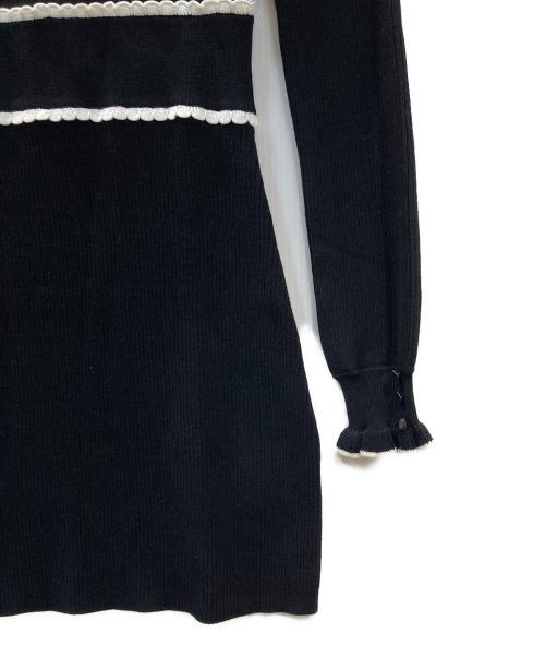 Pium（ピウム）Pium (ピウム) チュールフリルドーリーニットパフワンピ ブラック サイズ:FREE　の古着・服飾アイテム