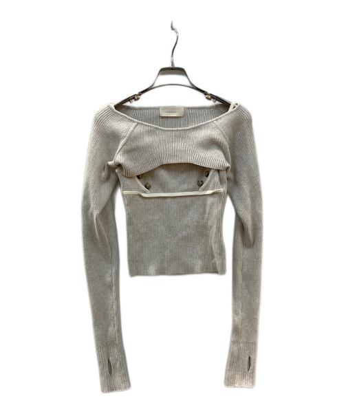 ANDMARY（アンドマリー）andmary (アンドマリー) Elf button knit tops レイヤードニット ベージュ サイズ:Fの古着・服飾アイテム