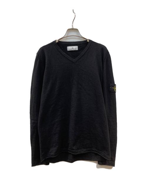 STONE ISLAND（ストーンアイランド）STONE ISLAND (ストーンアイランド) Vネックニット ブラック サイズ:Lの古着・服飾アイテム