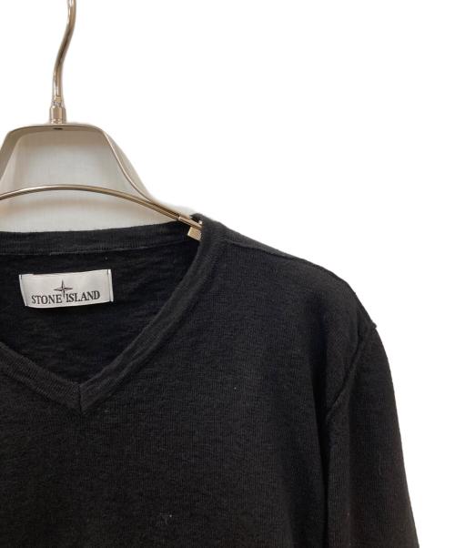 STONE ISLAND（ストーンアイランド）STONE ISLAND (ストーンアイランド) Vネックニット ブラック サイズ:Lの古着・服飾アイテム