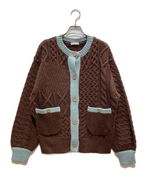 FREAK'S STORE（フリークスストア）FREAK'S STORE (フリークスストア) パッチワークニットカーディガン ブラウン サイズ:FREEの古着・服飾アイテム