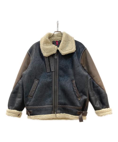ALPHA（アルファ）ALPHA (アルファ) フェイクムートンジャケット ブラック サイズ:Mの古着・服飾アイテム