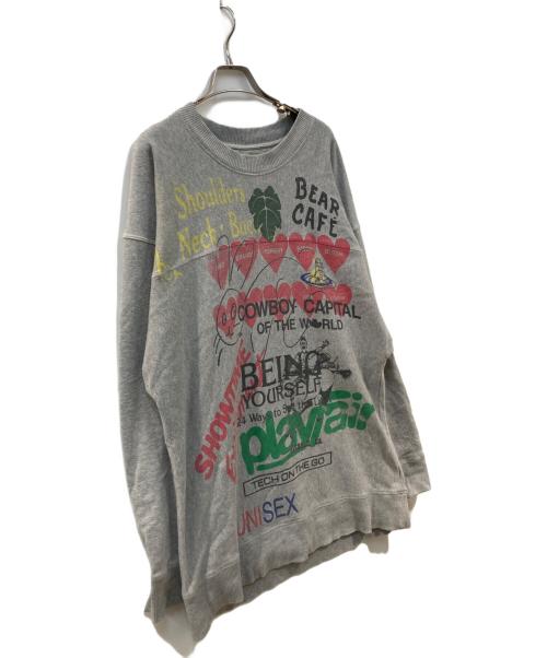 Vivienne Westwood ANGLOMANIA（ヴィヴィアンウエストウッドアングロマニア）VIVIENNE WESTWOOD ANGLOMANIA (ヴィヴィアンウエストウッドアングロマニア) オーバーサイズプリントスウェット グレー サイズ:XXLの古着・服飾アイテム