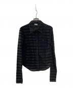 DIESELディーゼル）の古着「C-AMISS ベロアボーダーシャツ」｜ブラック