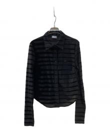 DIESEL（ディーゼル）の古着「C-AMISS ベロアボーダーシャツ」｜ブラック
