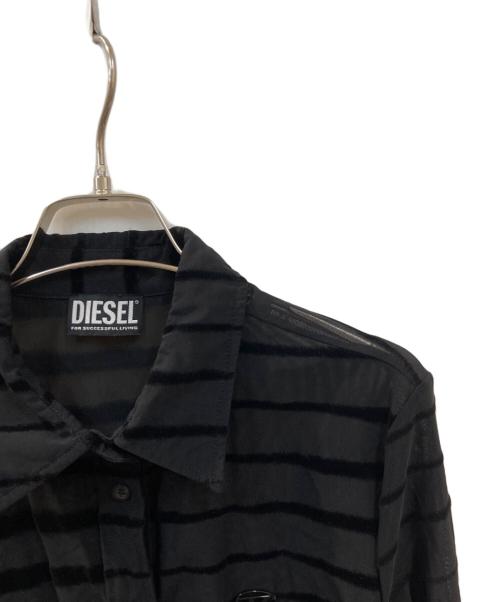 DIESEL（ディーゼル）DIESEL (ディーゼル) C-AMISS ベロアボーダーシャツ ブラック サイズ:Lの古着・服飾アイテム