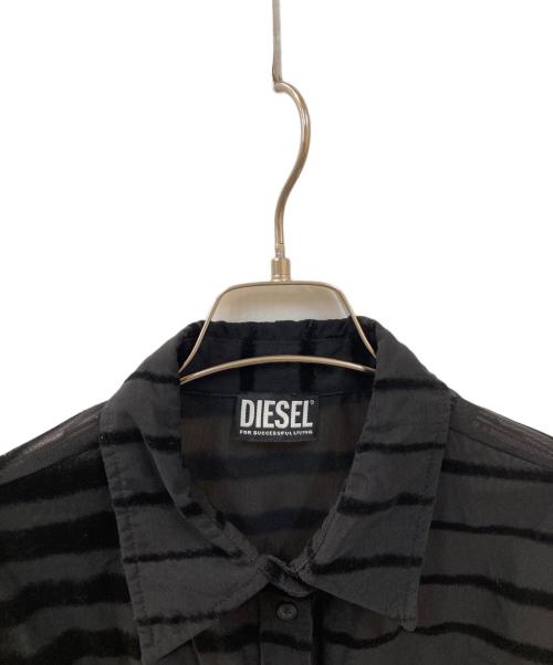 DIESEL（ディーゼル）DIESEL (ディーゼル) C-AMISS ベロアボーダーシャツ ブラック サイズ:Lの古着・服飾アイテム