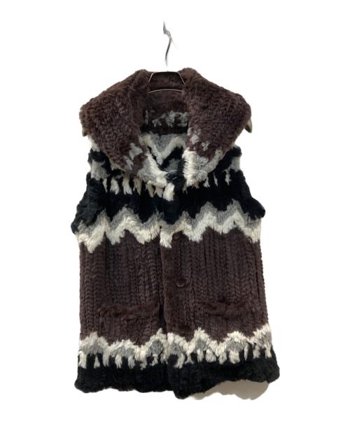 ISAMU KATAYAMA BACKLASH（イサムカタヤマ・バックラッシュ）ISAMU KATAYAMA BACKLASH (イサムカタヤマ・バックラッシュ) ラビットファーニット＋カンガルースエード ベスト ブラウン サイズ:2の古着・服飾アイテム