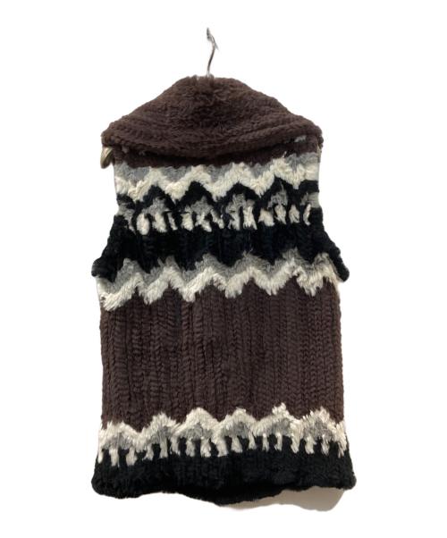 ISAMU KATAYAMA BACKLASH（イサムカタヤマ・バックラッシュ）ISAMU KATAYAMA BACKLASH (イサムカタヤマ・バックラッシュ) ラビットファーニット＋カンガルースエード ベスト ブラウン サイズ:2の古着・服飾アイテム