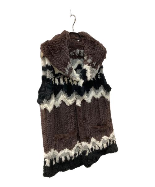 ISAMU KATAYAMA BACKLASH（イサムカタヤマ・バックラッシュ）ISAMU KATAYAMA BACKLASH (イサムカタヤマ・バックラッシュ) ラビットファーニット＋カンガルースエード ベスト ブラウン サイズ:2の古着・服飾アイテム