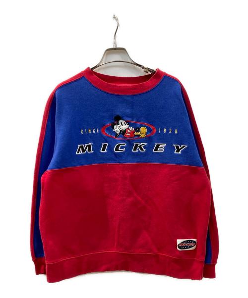 Disney STORE（ディズニーストア）Disney STORE (ディズニーストア) 刺繍ロゴクルーネックスウェット レッド×ブルー サイズ:Lの古着・服飾アイテム