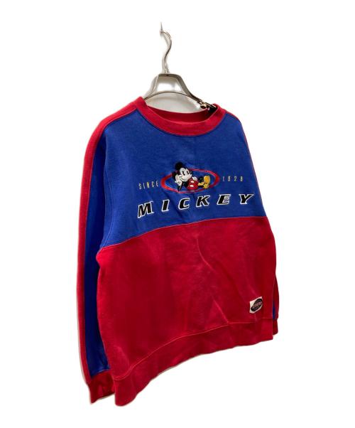 Disney STORE（ディズニーストア）Disney STORE (ディズニーストア) 刺繍ロゴクルーネックスウェット レッド×ブルー サイズ:Lの古着・服飾アイテム