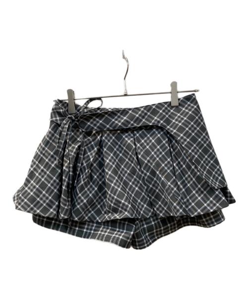 darich（ダーリッチ）Darich (ダーリッチ) チェックスカートライクショートパンツ グレー サイズ:Mの古着・服飾アイテム