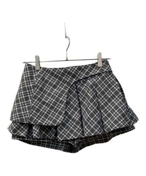 darich（ダーリッチ）Darich (ダーリッチ) チェックスカートライクショートパンツ グレー サイズ:Mの古着・服飾アイテム