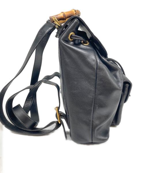 GUCCI（グッチ）GUCCI (グッチ) バンブーレザーリュック ブラックの古着・服飾アイテム