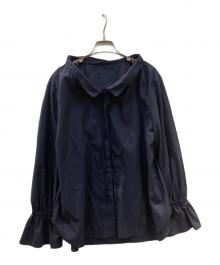 UNITED ARROWS（ユナイテッドアローズ）の古着「フリルカラー フレアスリーブ ブラウス」｜ネイビー