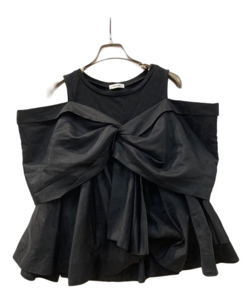 FRAY ID（フレイ アイディー）FRAY ID (フレイ アイディー) カットコンビペプラムトップス ブラック サイズ:Freeの古着・服飾アイテム