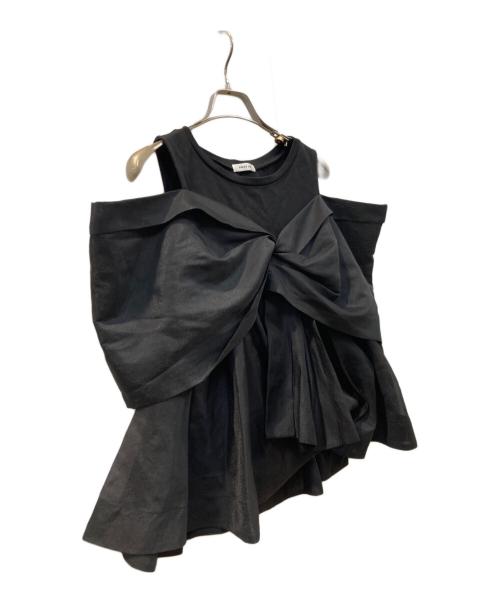 FRAY ID（フレイ アイディー）FRAY ID (フレイ アイディー) カットコンビペプラムトップス ブラック サイズ:Freeの古着・服飾アイテム