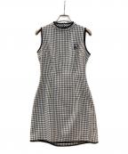 darichダーリッチ）の古着「ウエストオープンチェックミニワンピース」｜ブラック×ホワイト