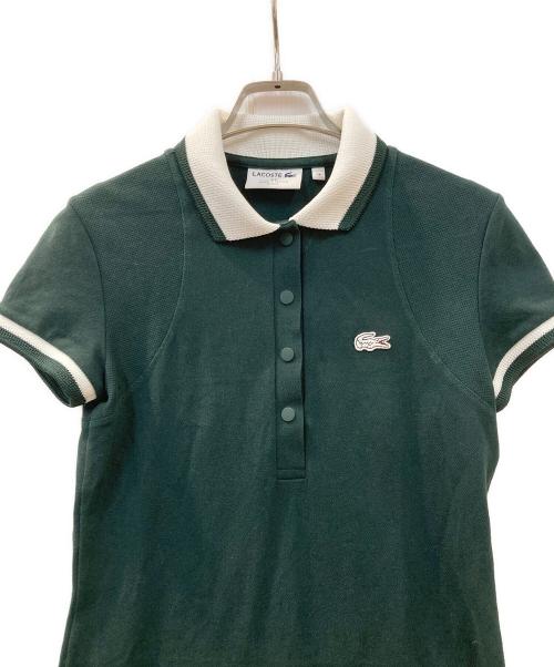 LACOSTE（ラコステ）LACOSTE (ラコステ) ワイドリブニットカラーポロドレス グリーン サイズ:36の古着・服飾アイテム
