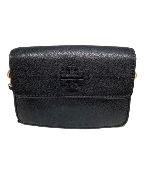 TORY BURCH（トリーバーチ）TORY BURCH (トリーバーチ) レザーフラップショルダーバッグ ブラックの古着・服飾アイテム