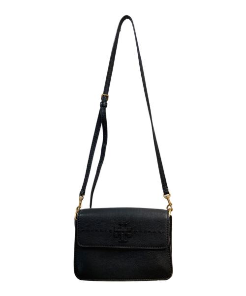 TORY BURCH（トリーバーチ）TORY BURCH (トリーバーチ) レザーフラップショルダーバッグ ブラックの古着・服飾アイテム