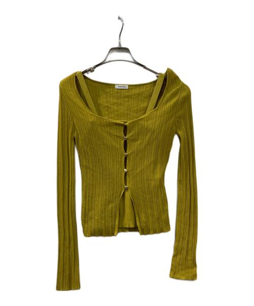 FRAY ID（フレイ アイディー）FRAY ID (フレイ アイディー) リブカーデ＆キャミアンサンブル イエロー サイズ:Fの古着・服飾アイテム