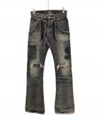 Hysteric Glamourヒステリックグラマー）の古着「パッチワークデニムパンツ」｜ブラック