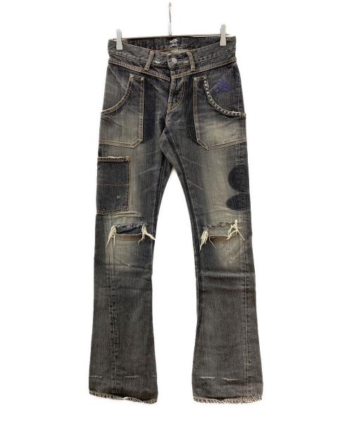 Hysteric Glamour（ヒステリックグラマー）Hysteric Glamour (ヒステリックグラマー) パッチワークデニムパンツ ブラック サイズ:71cmの古着・服飾アイテム
