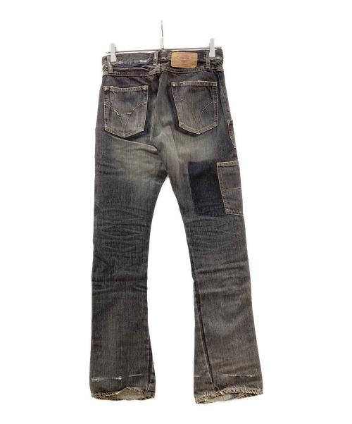 Hysteric Glamour（ヒステリックグラマー）Hysteric Glamour (ヒステリックグラマー) パッチワークデニムパンツ ブラック サイズ:71cmの古着・服飾アイテム