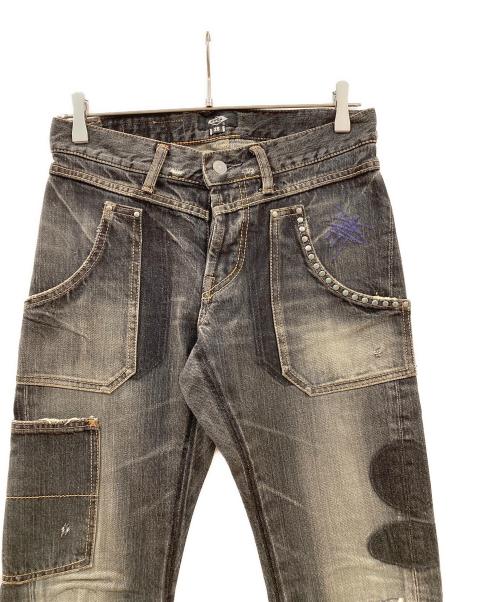 Hysteric Glamour（ヒステリックグラマー）Hysteric Glamour (ヒステリックグラマー) パッチワークデニムパンツ ブラック サイズ:71cmの古着・服飾アイテム