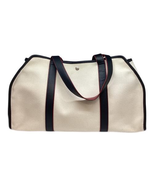 BROOKLYN MUSEUM（ブルックリン ミュージアム）BROOKLYN MUSEUM (ブルックリン ミュージアム) キャンバストートバッグ アイボリー×ブラックの古着・服飾アイテム