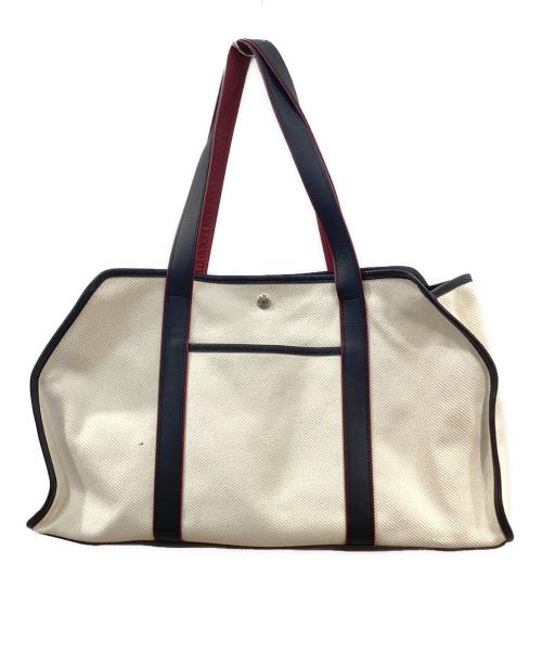 BROOKLYN MUSEUM（ブルックリン ミュージアム）BROOKLYN MUSEUM (ブルックリン ミュージアム) キャンバストートバッグ アイボリー×ブラックの古着・服飾アイテム