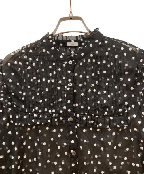 IENA（イエナ）IENA (イエナ) 楊柳フリルピンタックブラウス ブラック×ホワイト サイズ:ーの古着・服飾アイテム