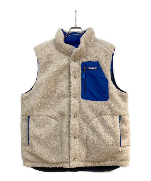 Patagonia（パタゴニア）Patagonia (パタゴニア) メンズ・リバーシブル・ビビー・ダウン・ベスト ブルー×ベージュ サイズ:Mの古着・服飾アイテム