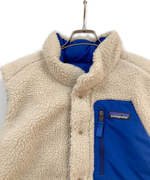 Patagonia（パタゴニア）Patagonia (パタゴニア) メンズ・リバーシブル・ビビー・ダウン・ベスト ブルー×ベージュ サイズ:Mの古着・服飾アイテム