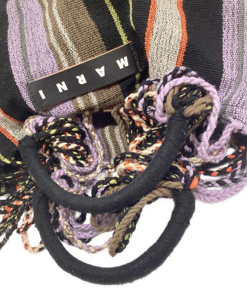 MARNI（マルニ）MARNI (マルニ) フラワーカフェ トートバッグ ブラック×パープルの古着・服飾アイテム