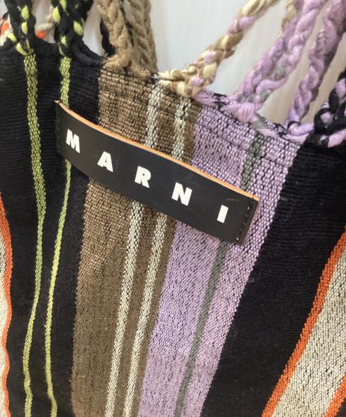 MARNI（マルニ）MARNI (マルニ) フラワーカフェ トートバッグ ブラック×パープルの古着・服飾アイテム