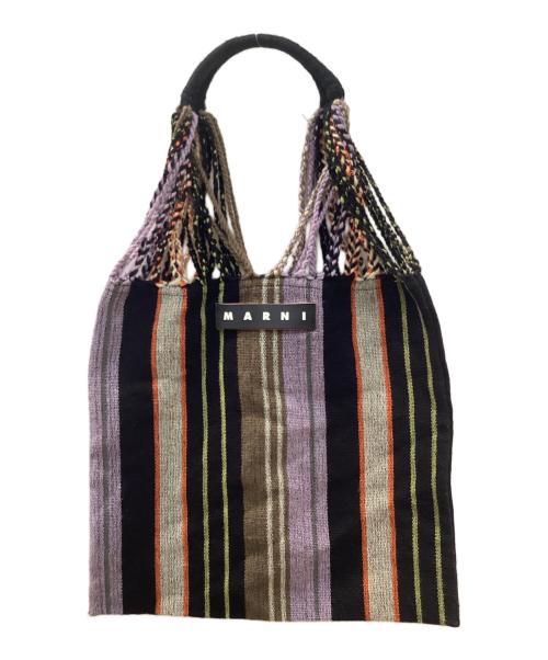 MARNI（マルニ）MARNI (マルニ) フラワーカフェ トートバッグ ブラック×パープルの古着・服飾アイテム