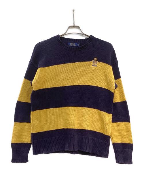 POLO RALPH LAUREN（ポロ・ラルフローレン）POLO RALPH LAUREN (ポロ・ラルフローレン) ボーダーニット ネイビー×イエロー サイズ:Mの古着・服飾アイテム