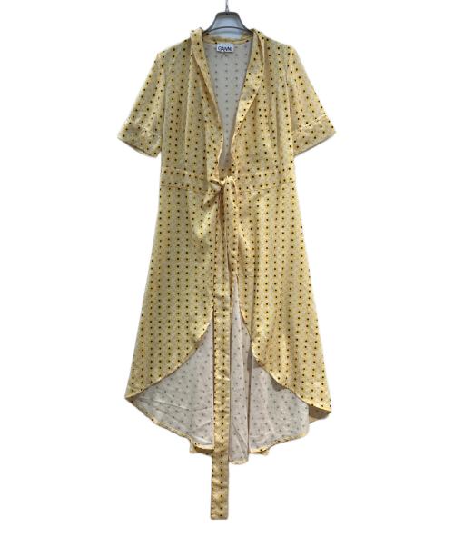 GANNI（ガニー）Ganni (ガニー) フローラルプリントラップワンピース イエロー サイズ:36の古着・服飾アイテム
