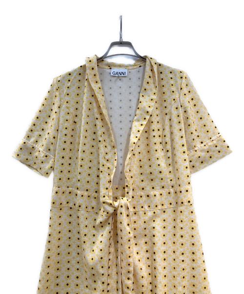 GANNI（ガニー）Ganni (ガニー) フローラルプリントラップワンピース イエロー サイズ:36の古着・服飾アイテム