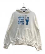 rough & swellラフアンドスウェル）の古着「BE QUIET HOODIE」｜ホワイト