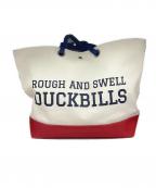 rough & swellラフアンドスウェル）の古着「キャンバストートバッグ」｜アイボリー×ネイビー